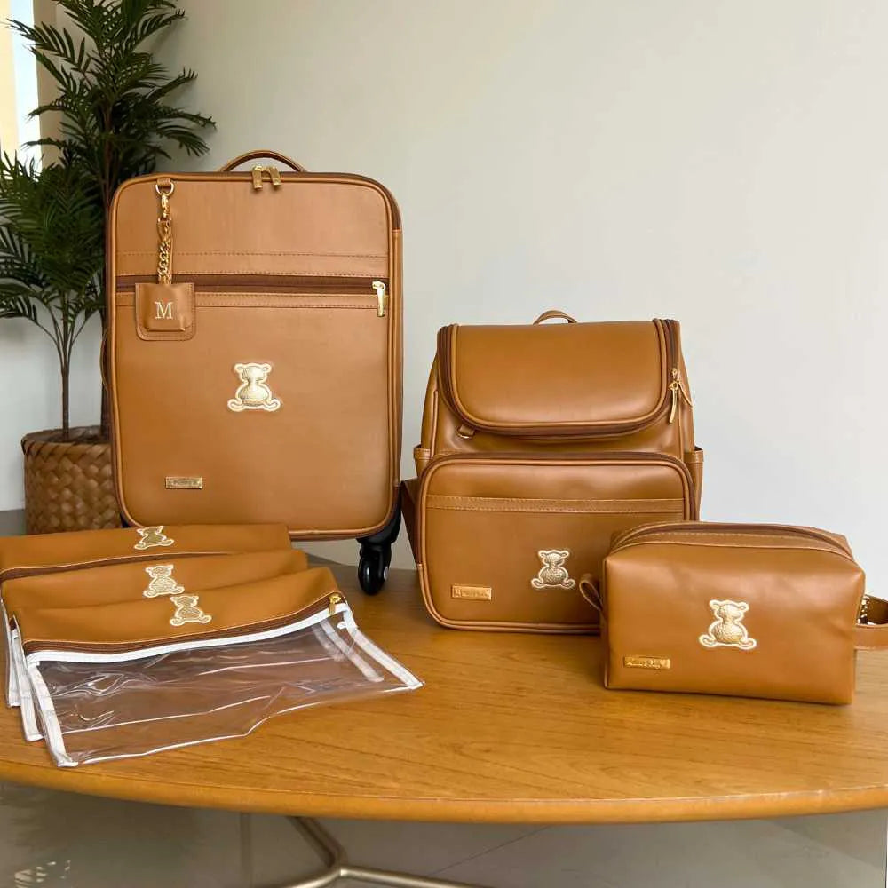 Personalized Leather Baby Kit 4 | Caramel