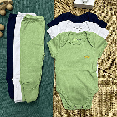 6-Piece Set: Short-Sleeve Bodysuit and Footed Pants