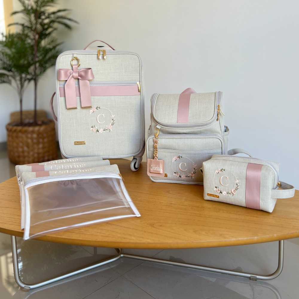 Personalized Baby Kit 4 | Natural Linen with Rosé