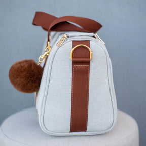 Mommy Bag – Beige Linen with Caramel Ribbons