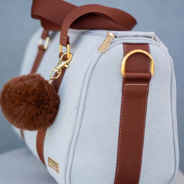 Mommy Bag – Beige Linen with Caramel Ribbons