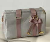 Mommy Bag – Beige Linen with Rosé Ribbons