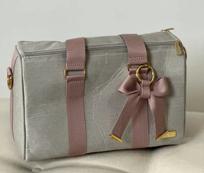 Mommy Bag – Beige Linen with Rosé Ribbons