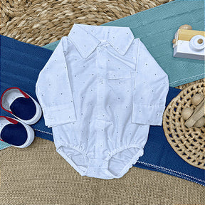 Set of 2 Long-Sleeve Fabric Shirt Bodysuits