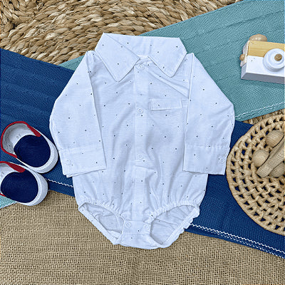 Set of 2 Long-Sleeve Fabric Shirt Bodysuits