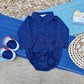 Set of 2 Long-Sleeve Fabric Shirt Bodysuits