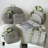 Maternity Set – Beige Linen with Tea Green Ribbons