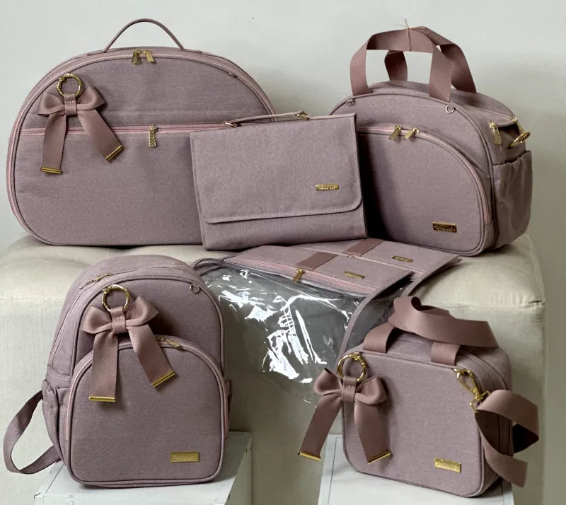 Maternity Set – Rosé Linen with Rosé Ribbons