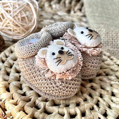 Set of 2 Knit Booties – Lion