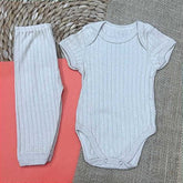 2 Ribbed Short-Sleeve Sets: Bodysuit and Pants