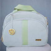 Mommy Bag – Beige Linen with Tea Green Ribbons