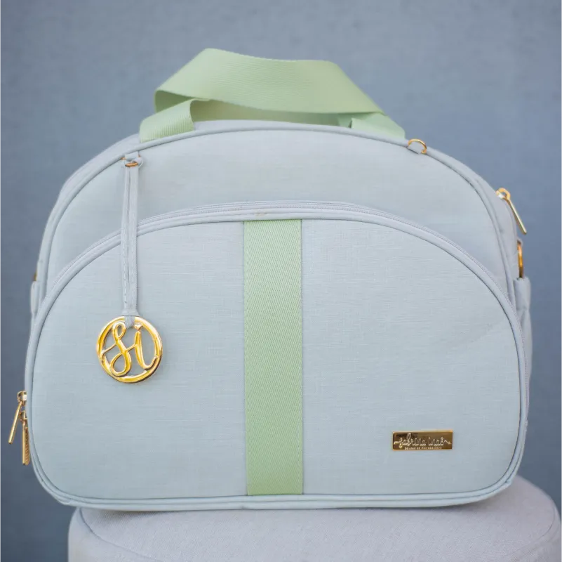 Mommy Bag – Beige Linen with Tea Green Ribbons