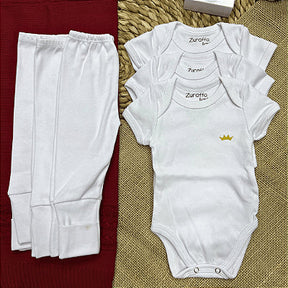 6-Piece Set: Short-Sleeve Bodysuit and Footed Pants