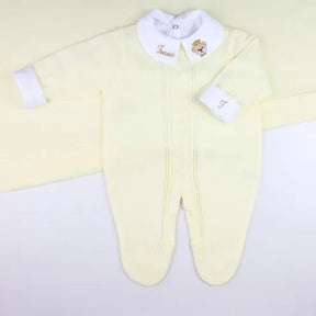 London Boys’ Knit Baby Maternity Take-Home Set – 5 Pieces, Includes Personalized Bodysuit – Yellow