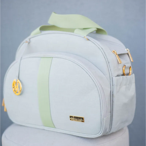 Mommy Bag – Beige Linen with Tea Green Ribbons