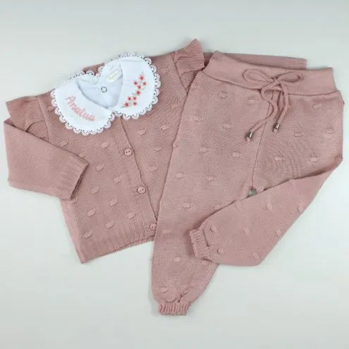 Lilly Girls’ Knit Baby Maternity Take-Home Set – 7 Pieces, Includes Personalized Bodysuit – Rosé