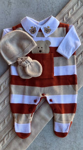 Complete Customizable Striped Teddy Bear Maternity Take-Home Kit | Personalize with Your Prince’s Name