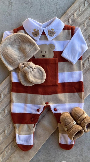 Complete Customizable Striped Teddy Bear Maternity Take-Home Kit | Personalize with Your Prince’s Name