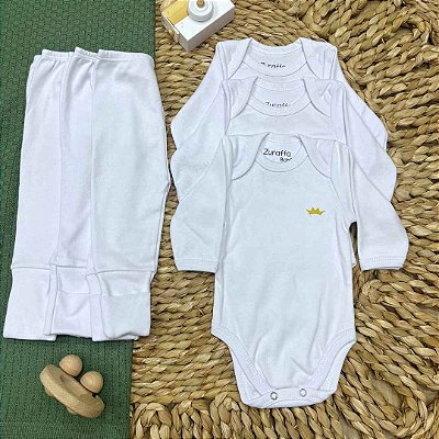 6-Piece Set: Long-Sleeve Bodysuit and Footed Pants
