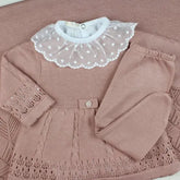 Helena Girls’ Knit Baby Maternity Take-Home Set – 7 Pieces, Includes Polka Dot Lace Bodysuit – Rosé