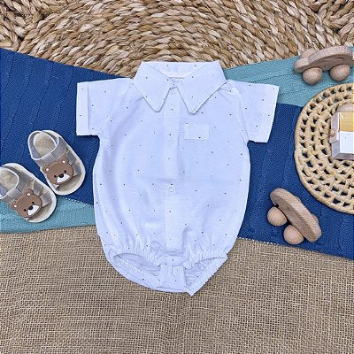 Set of 2 Short-Sleeve Fabric Shirt Bodysuits