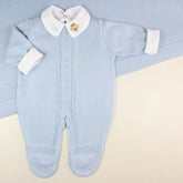 London Boys’ Knit Baby Maternity Take-Home Set – 7 Pieces, Includes Personalized Bodysuit – Salina Blue