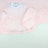 Helena Girls’ Knit Baby Maternity Take-Home Set – 7 Pieces, Includes Polka Dot Lace Bodysuit – Baby Pink