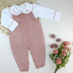 Laura Girls’ Knit Baby Maternity Take-Home Set – 7 Pieces, Includes Hand-Personalized Bodysuit – Rosé