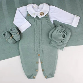 Caio Boys’ Knit Baby Maternity Take-Home Set – 7 Pieces, Includes Personalized Bodysuit – Sea Green