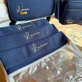 Navy Blue Linen Maternity Pouch Kit