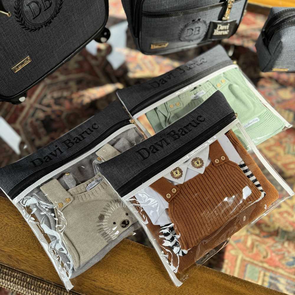 Black Linen Maternity Pouch Kit