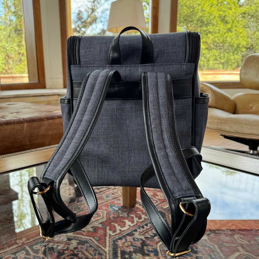 Black Linen Maternity Backpack | Personalized