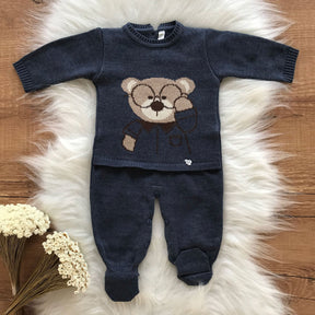 Premium Bear with Glasses Maternity Take-Home Set – Indigo Blue