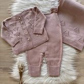 Fan Knit Maternity Take-Home Set with Pearls – 3 Pieces, Rosé