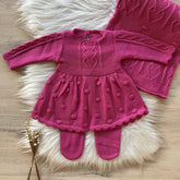 Knit and Bubble Texture Maternity Take-Home Set – Pink