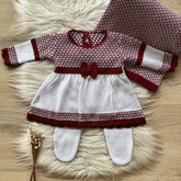 Bicolor Maternity Take-Home Set with Detailed Stitching – 3 Pieces, Red