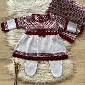 Bicolor Maternity Take-Home Set with Detailed Stitching – 3 Pieces, Red