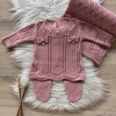 Diamond Knit Maternity Take-Home Set with Pearls and Bow Details – Rosé 2.0