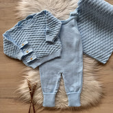 Detailed Maternity Take-Home Set with Romper, Blanket and Coat – 3 Buttons, Powder Blue