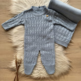 Knit Maternity Take-Home Set with Teddy Bear Detail – 2 Pieces, Powder Blue