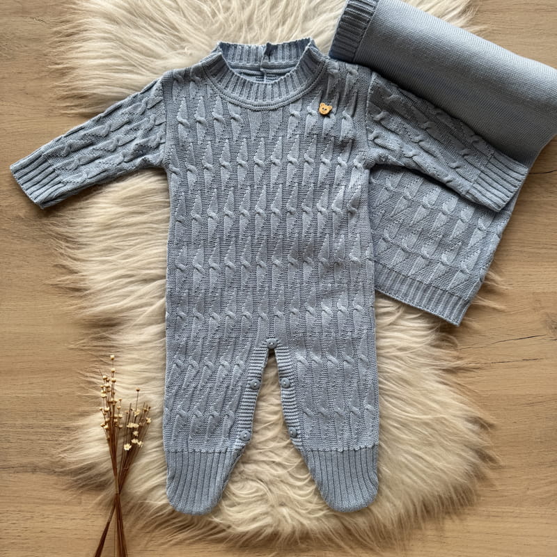 Knit Maternity Take-Home Set with Teddy Bear Detail – 2 Pieces, Powder Blue