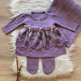 Maternity Take-Home Set with Guipure Detail – 3 Pieces, Purple 3.0