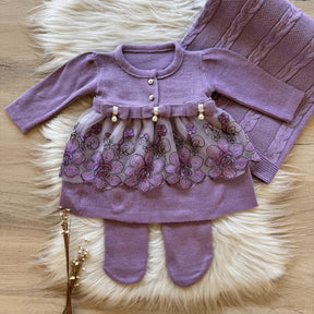 Maternity Take-Home Set with Guipure Detail – 3 Pieces, Purple 3.0