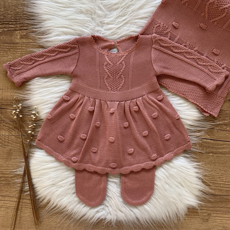 Luxury Knit and Bubble Texture Maternity Take-Home Set – Silver Pink