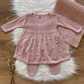 Luxury Knit and Bubble Texture Maternity Take-Home Set – Silver Pink