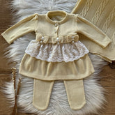 Maternity Take-Home Set with Guipure Detail – 3 Pieces, Yellow