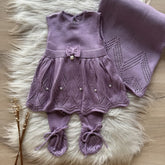 Bow and Pearls Maternity Take-Home Set – 3 Pieces, Lilac