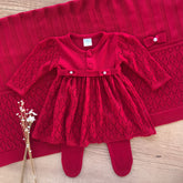 Openwork Knit Maternity Take-Home Set – 3 Pieces, Red