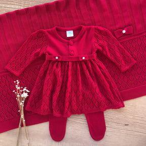 Openwork Knit Maternity Take-Home Set – 3 Pieces, Red