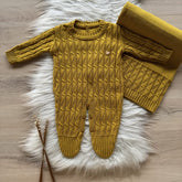 Knit Maternity Take-Home Set with Teddy Bear Detail – 2 Pieces, Grain Yellow
